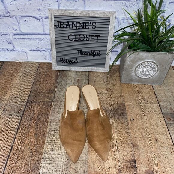 Veronica Beard Women’s Size 7M Suede Mules Heels Camel miriam - Picture 4 of 12